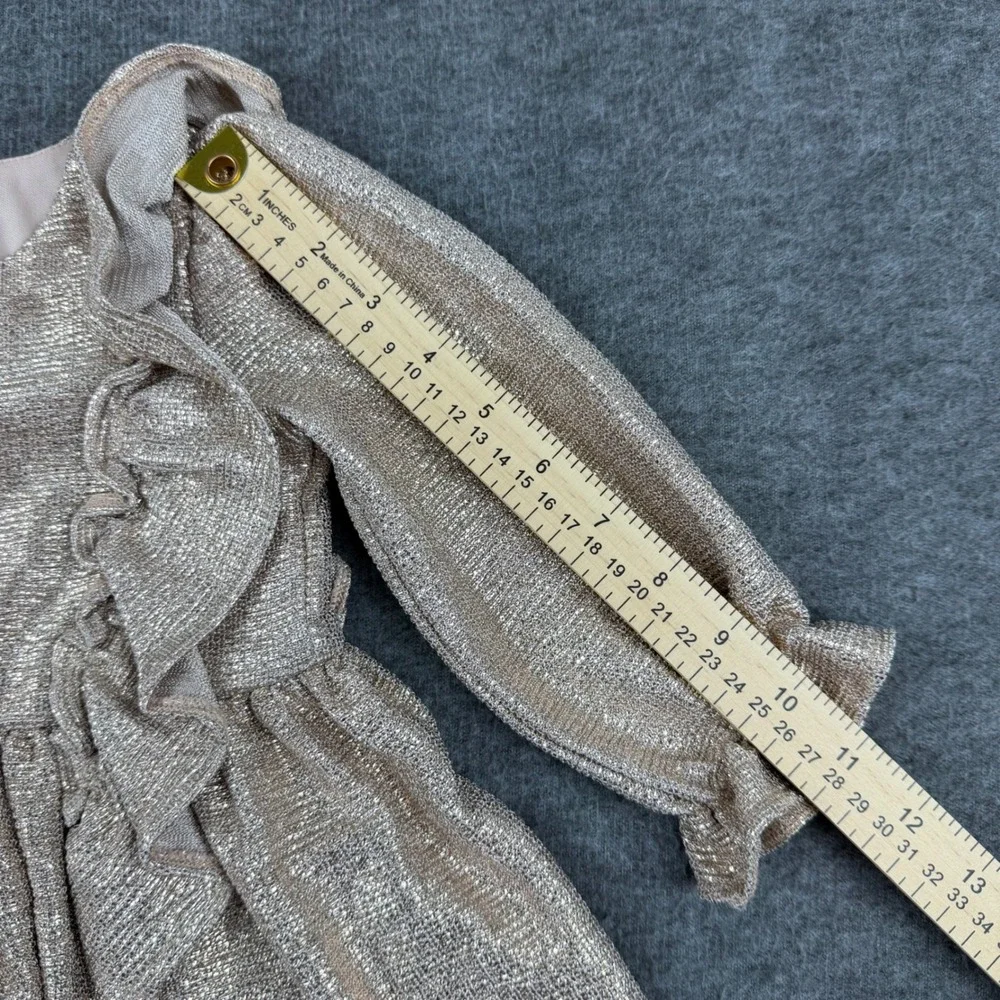 Bonnie Baby Party Dress Kids‎ 18M Gold Metallic Ruffle Long Sleeve Holiday
